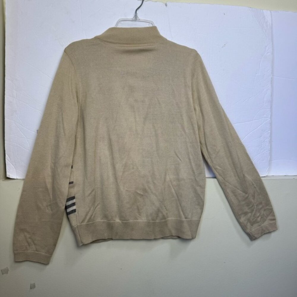 BALENCIAGA Nova‎ Check Zip Cardigan Knit Jacket Sweater Logo Neutral Tan Wool S - Picture 4 of 16